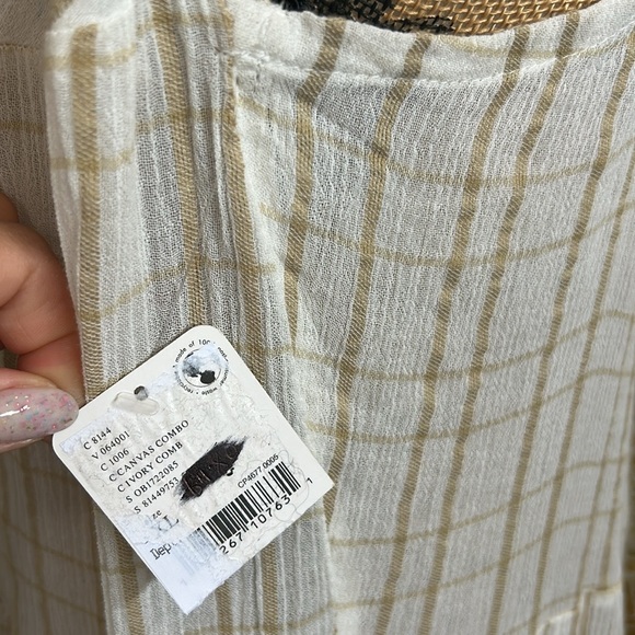 NWT Free People Marigold Gauzy Plaid Tiered Maxi Dress in Canvas Combo Sz XL - Picture 12 of 16